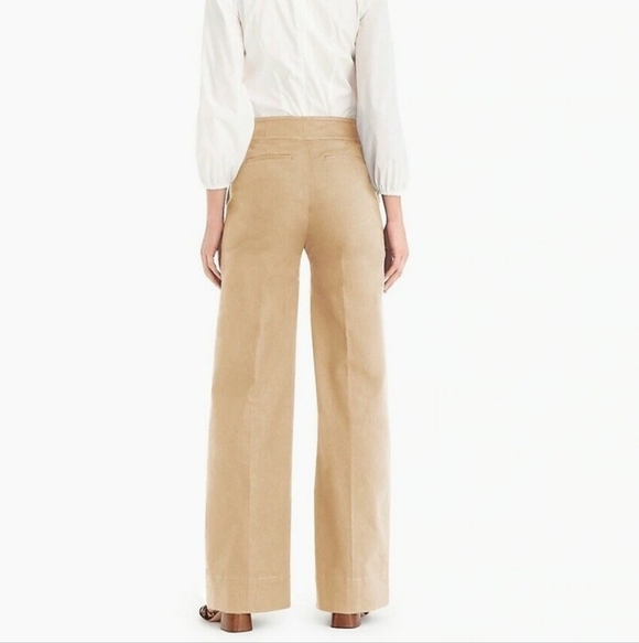 J.CREW Officer Patch-Pocket Wide-Leg Pant Stretch Twill in KHAKI size 6 NWT - Picture 2 of 13